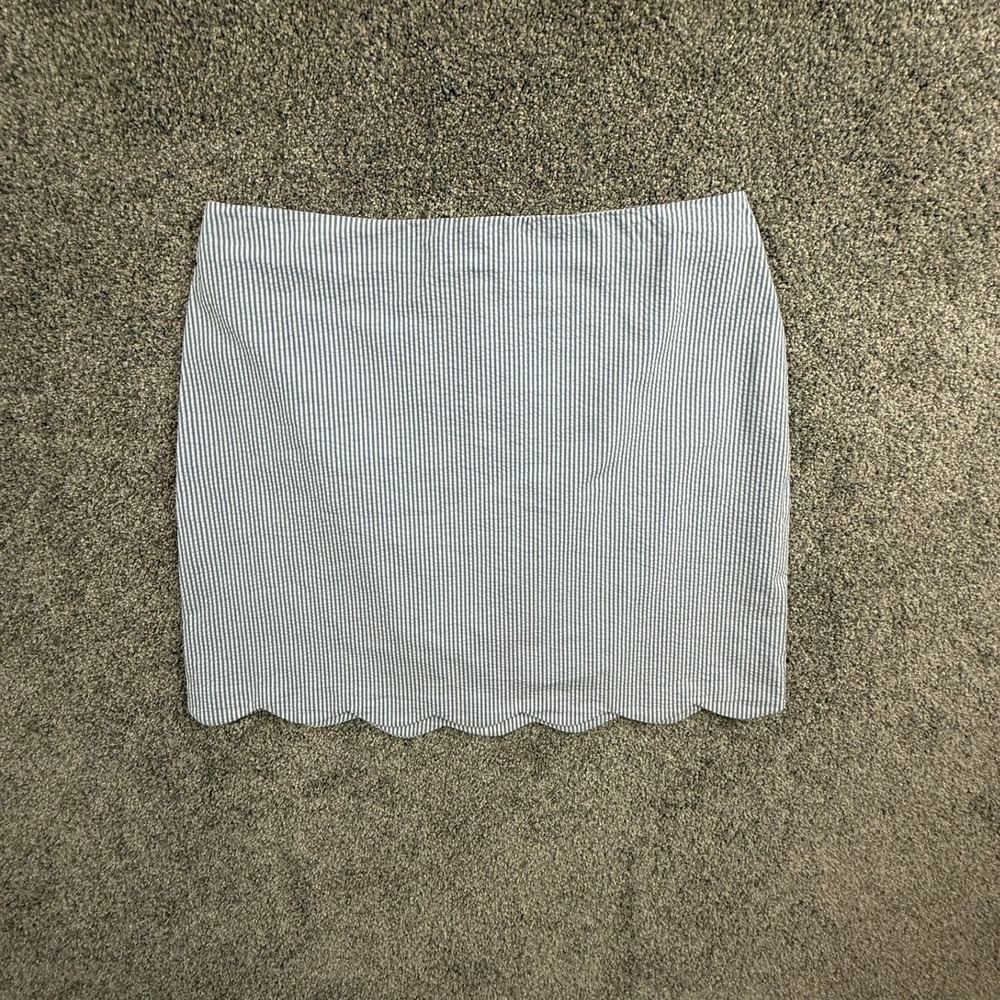 Talbots Woman Blue White Seersucker Scallop Hem Mini Skirt 20W New